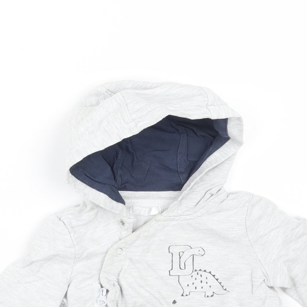 Preworn Baby Grey   Full Zip Jumper Size 12-18 Months  - DINOSAUR