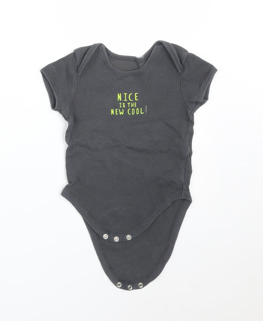 Primark Baby Grey   Babygrow One-Piece Size 12-18 Months  - NICE IS THE NEW COOL!