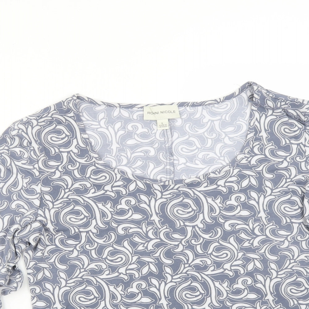 Ronni Nicole Womens Multicoloured Geometric  Basic T-Shirt Size L