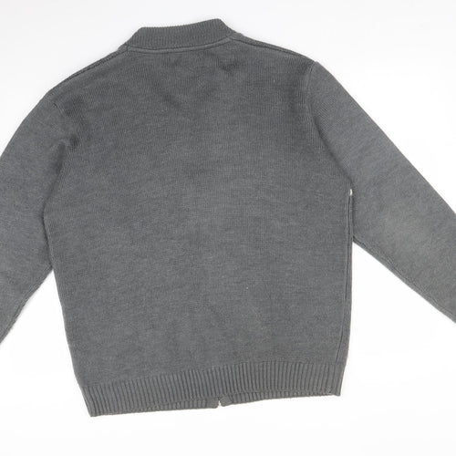 PREMIER MAN Womens Grey Argyle/Diamond  Full Zip Jumper Size L