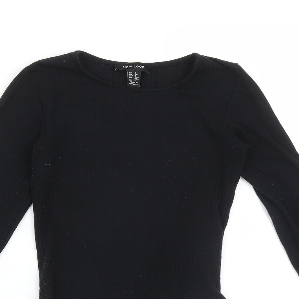 New Look Womens Black Striped  Bodysuit One-Piece Size 6