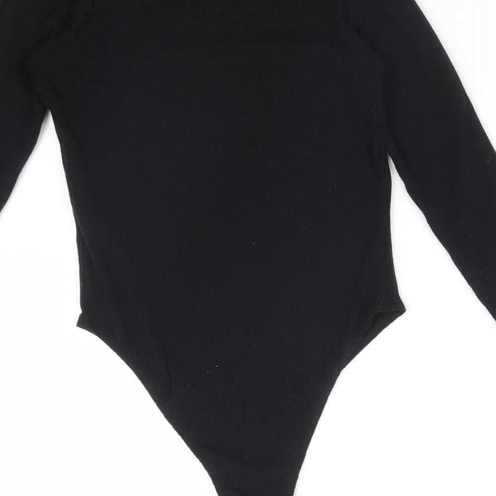 New Look Womens Black Striped  Bodysuit One-Piece Size 6