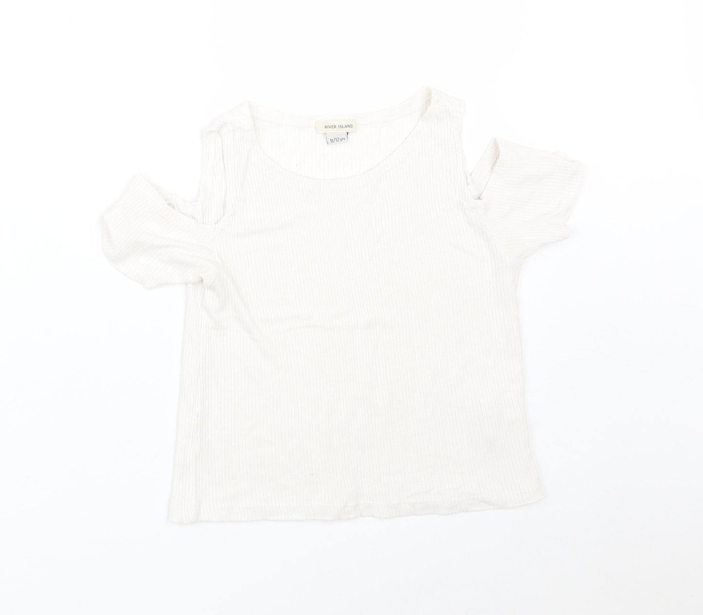 River Island Girls White Striped  Basic T-Shirt Size 11-12 Years