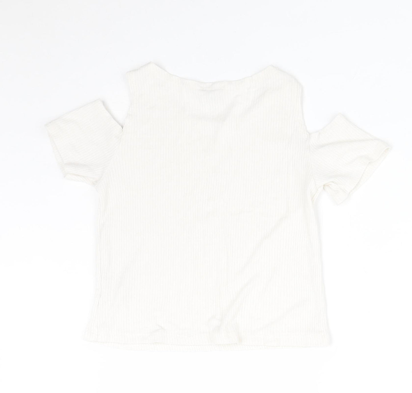River Island Girls White Striped  Basic T-Shirt Size 11-12 Years