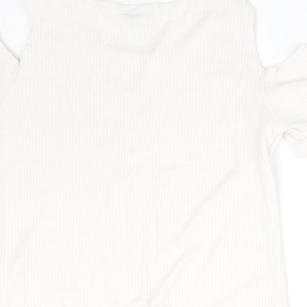 River Island Girls White Striped  Basic T-Shirt Size 11-12 Years