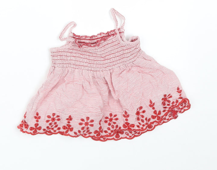 Primark Girls Red Striped  Basic T-Shirt Size 9-12 Months