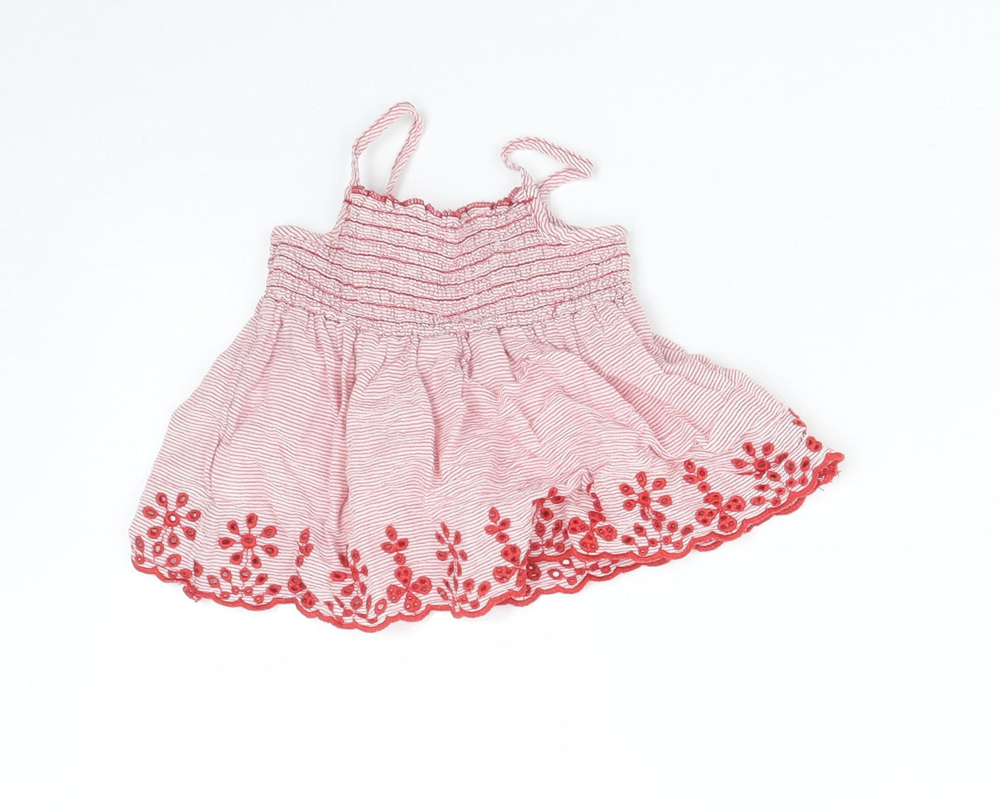 Primark Girls Red Striped  Basic T-Shirt Size 9-12 Months