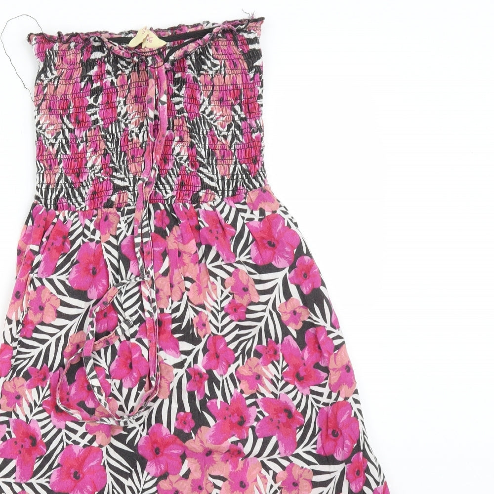 Peacocks Womens Pink Floral  A-Line  Size XS