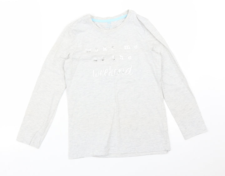 Primark Girls Grey Solid Pyjama Top Size 11-12 Years - WAKE ME UP AT THE WEEKEND