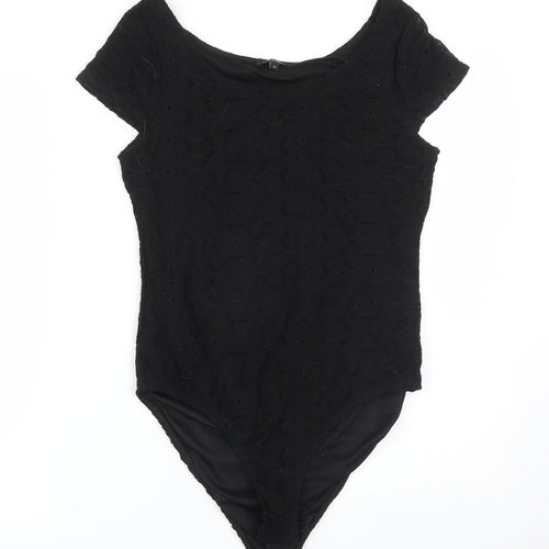 River Island Womens Black Geometric  Bodysuit One-Piece Size 12