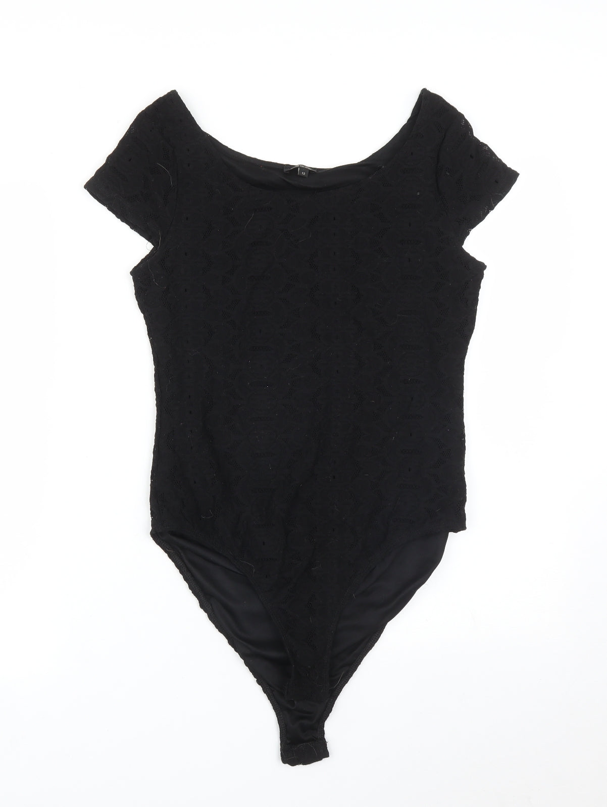 River Island Womens Black Geometric  Bodysuit One-Piece Size 12
