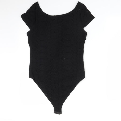 River Island Womens Black Geometric  Bodysuit One-Piece Size 12