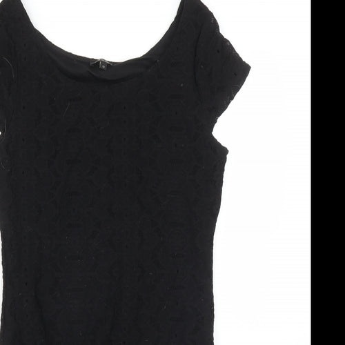 River Island Womens Black Geometric  Bodysuit One-Piece Size 12