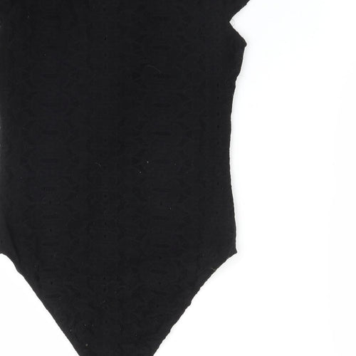 River Island Womens Black Geometric  Bodysuit One-Piece Size 12