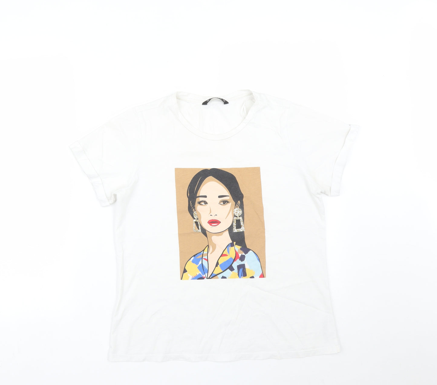 DUNNES Womens White   Basic T-Shirt Size M  - WOMAN