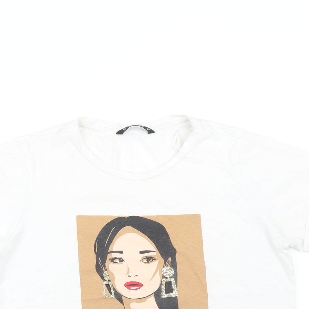 DUNNES Womens White   Basic T-Shirt Size M  - WOMAN