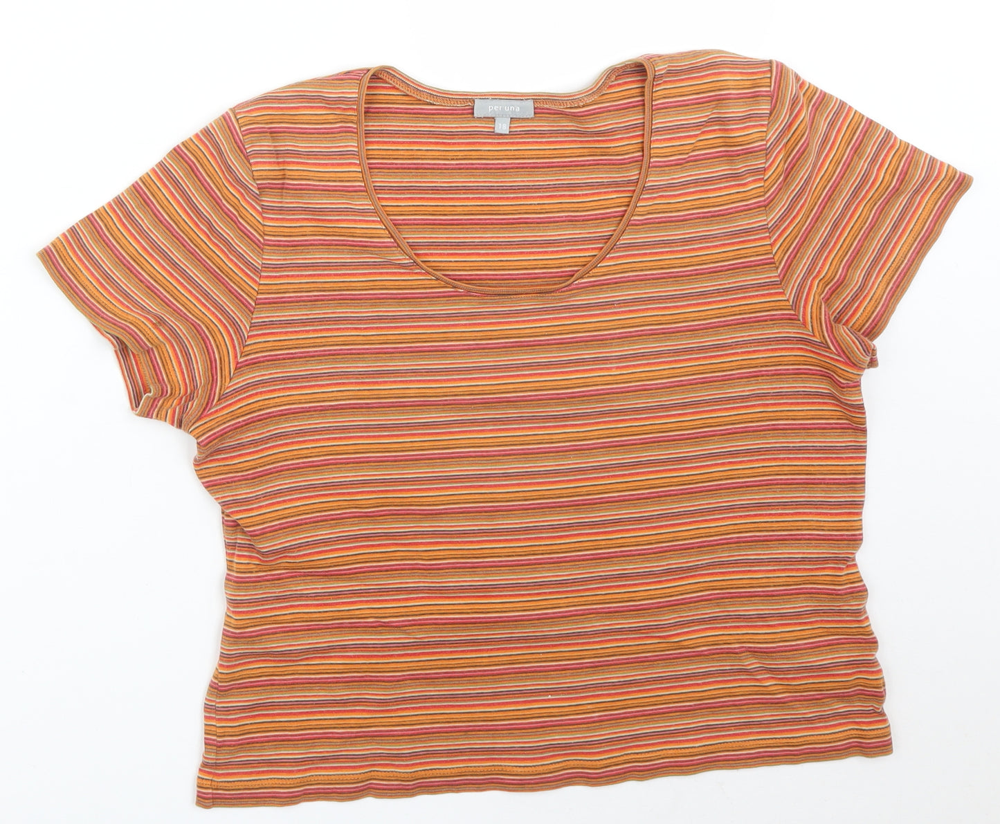 Per Una Womens Multicoloured Striped  Basic T-Shirt Size 18