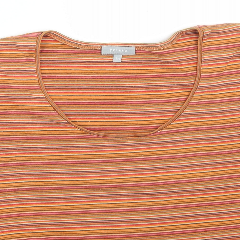 Per Una Womens Multicoloured Striped  Basic T-Shirt Size 18