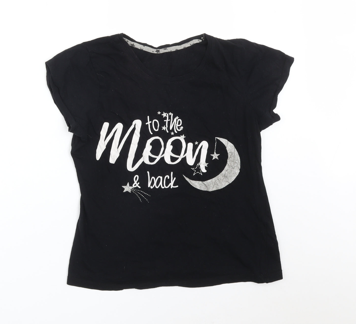 Avon Womens Black Solid   Pyjama Top Size 12  - TO THE MOON AND BACK