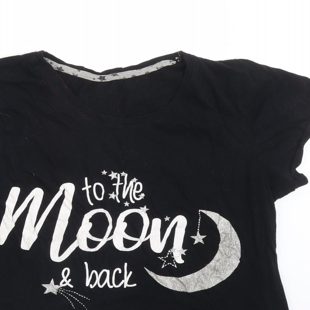 Avon Womens Black Solid   Pyjama Top Size 12  - TO THE MOON AND BACK