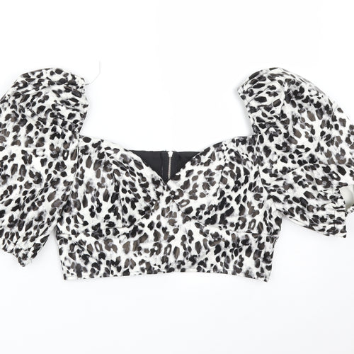I SAW IT FIRST Womens Multicoloured Animal Print  Basic T-Shirt Size 12
