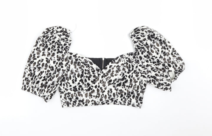I SAW IT FIRST Womens Multicoloured Animal Print  Basic T-Shirt Size 12