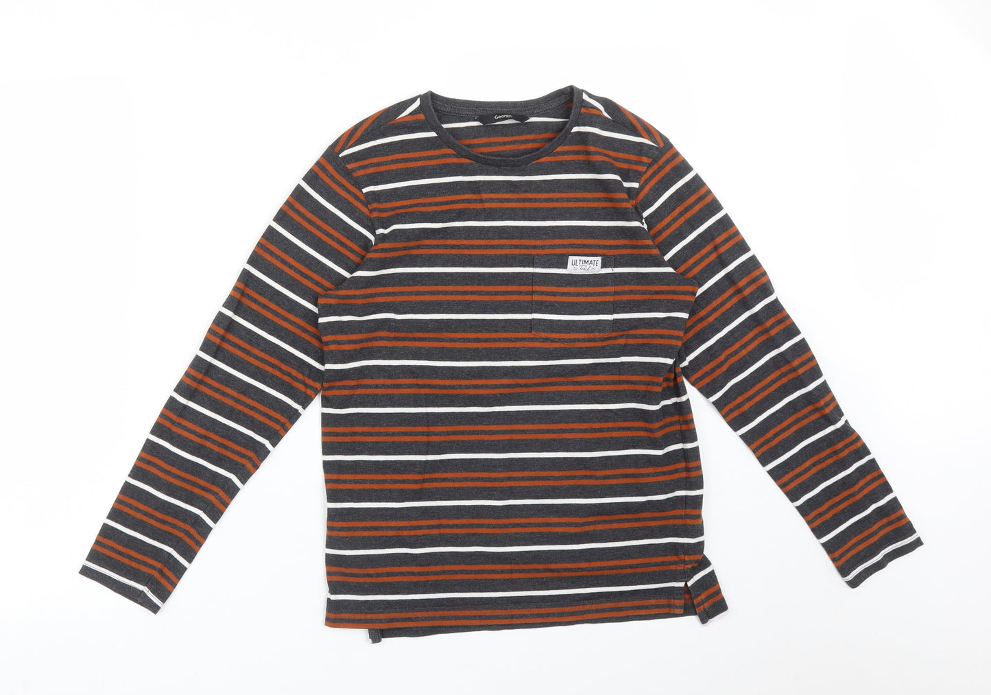 George Boys Multicoloured Striped  Basic T-Shirt Size 12-13 Years