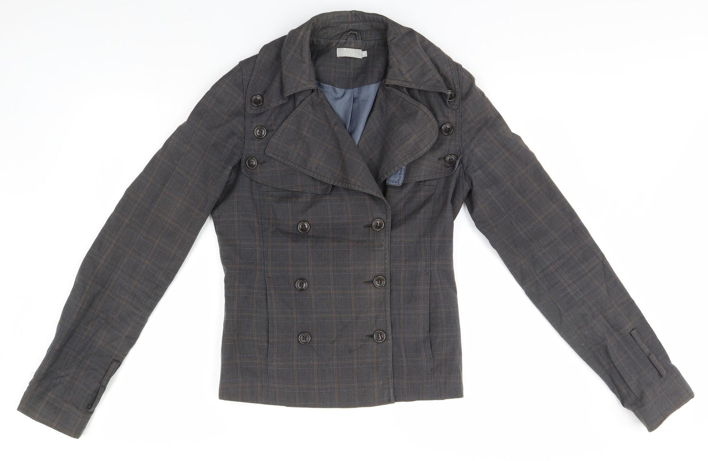 Topshop Womens Brown Plaid  Overcoat Jacket Size 10