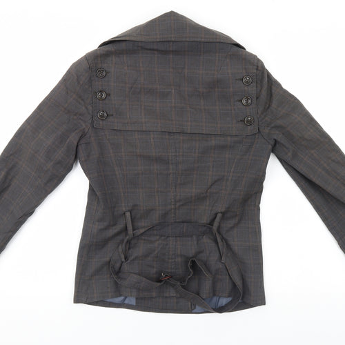 Topshop Womens Brown Plaid  Overcoat Jacket Size 10