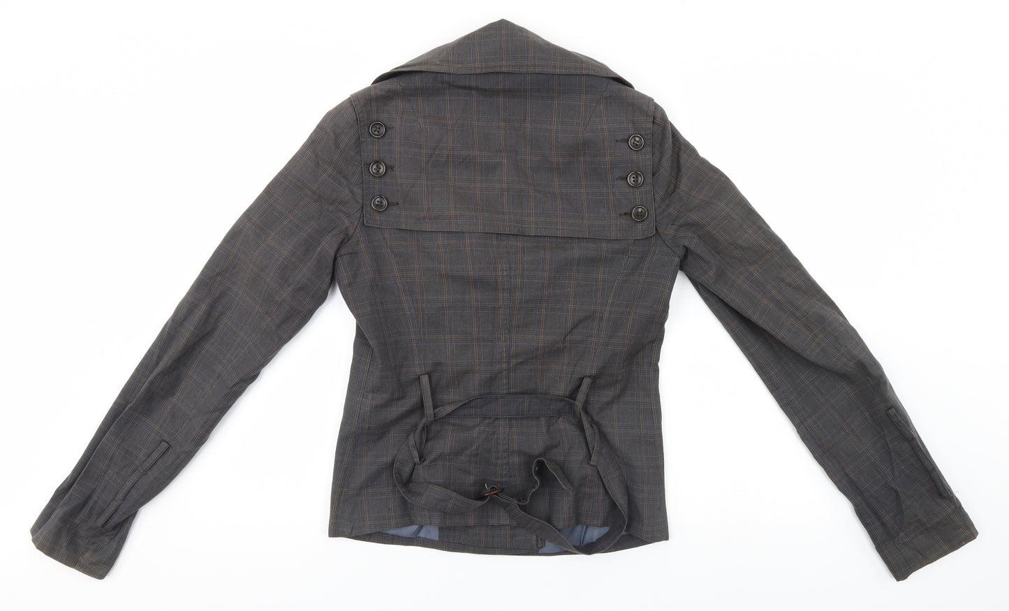 Topshop Womens Brown Plaid  Overcoat Jacket Size 10