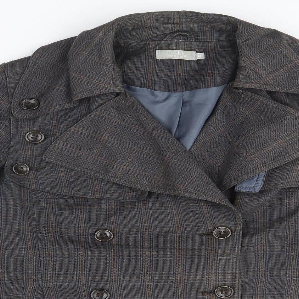 Topshop Womens Brown Plaid  Overcoat Jacket Size 10