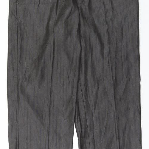 Preworn Mens Green Striped  Dress Pants Trousers Size 36 L29 in