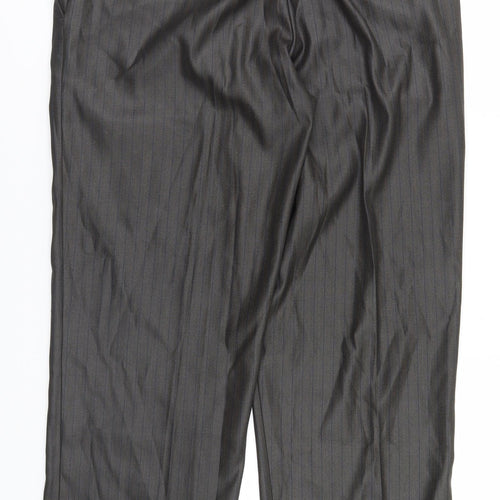 Preworn Mens Green Striped  Dress Pants Trousers Size 36 L29 in