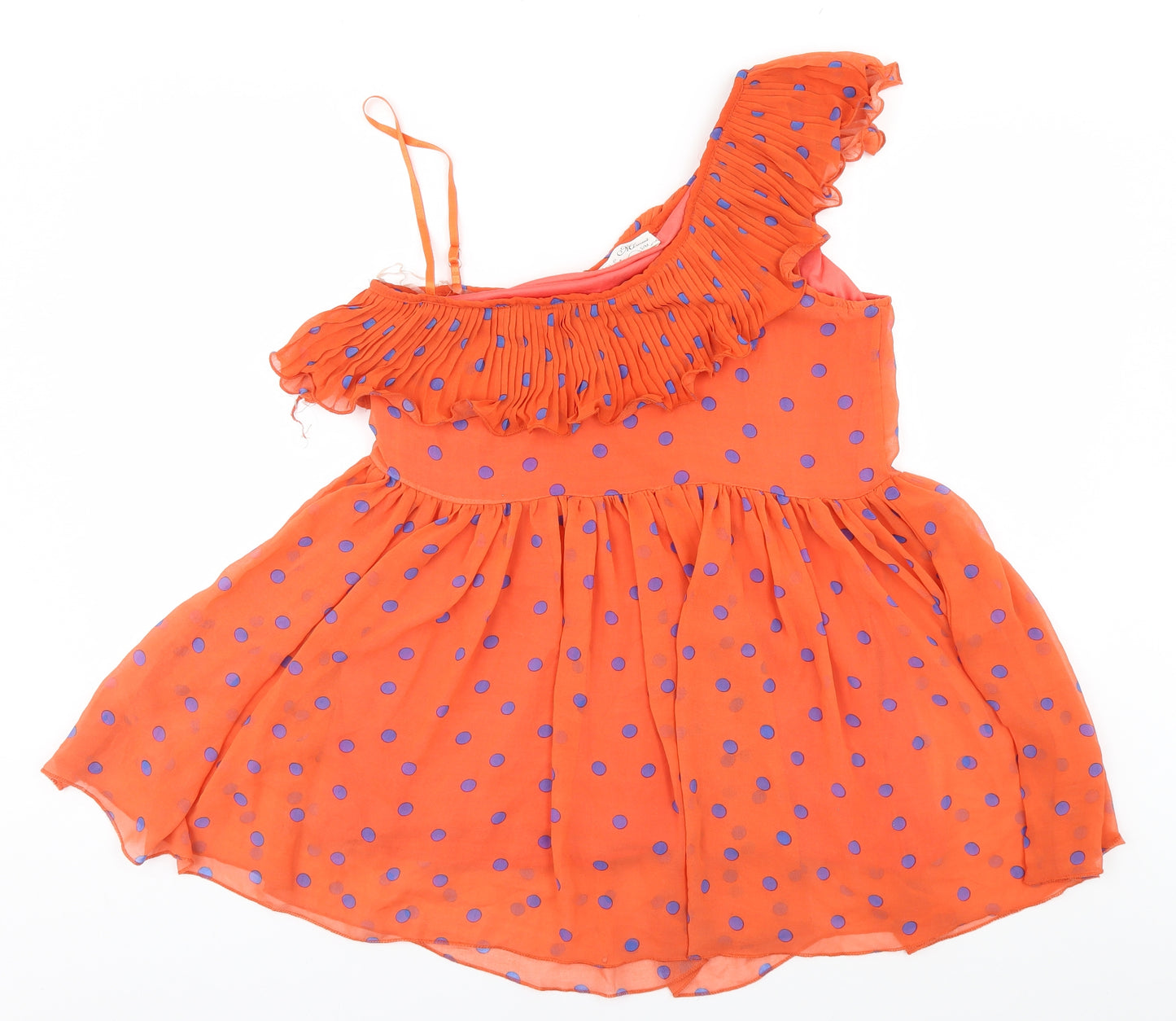 Preworn Womens Orange Polka Dot  A-Line  Size S