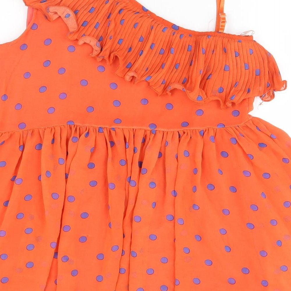 Preworn Womens Orange Polka Dot  A-Line  Size S