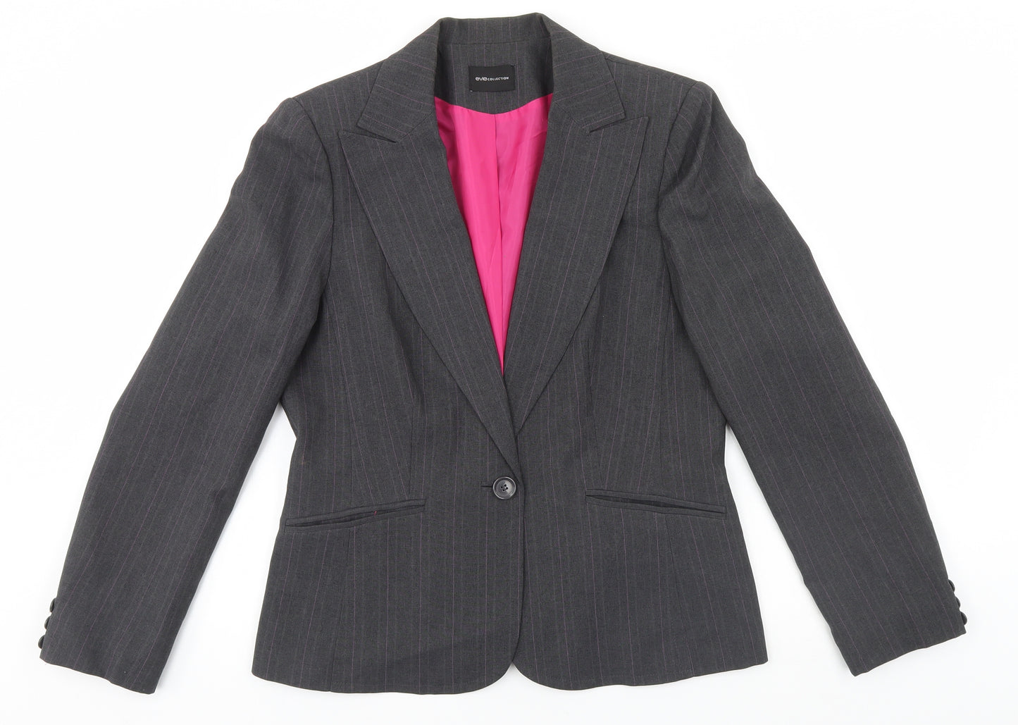 E-vie Womens Grey Striped  Jacket Blazer Size 14