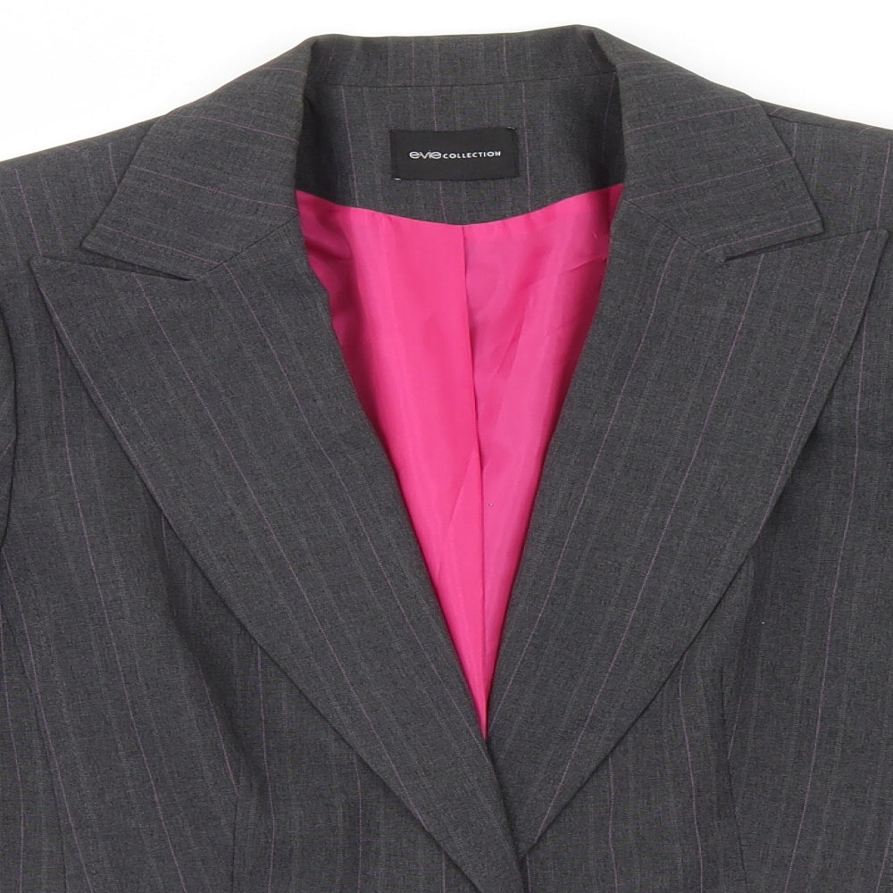 E-vie Womens Grey Striped  Jacket Blazer Size 14