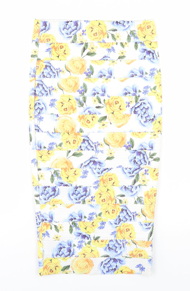 New Look Womens White Floral  Pencil Dress  Size 10