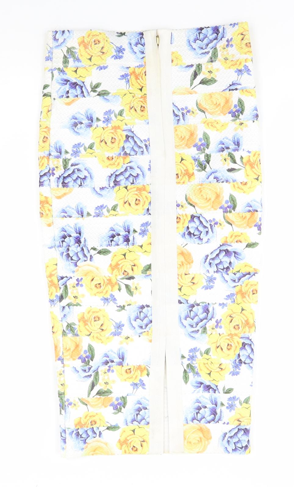 New Look Womens White Floral  Pencil Dress  Size 10