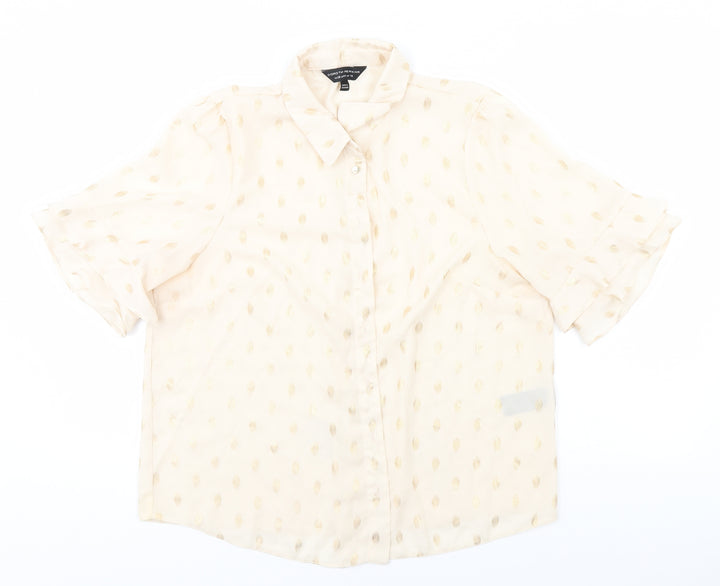 Dorothy Perkins Womens Ivory Geometric Basic Button-Up Size 16