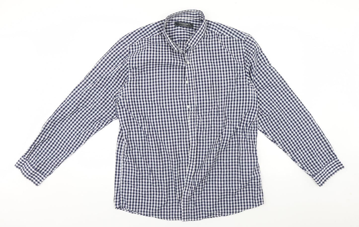 Primark Mens Blue Check   Button-Up Size XL