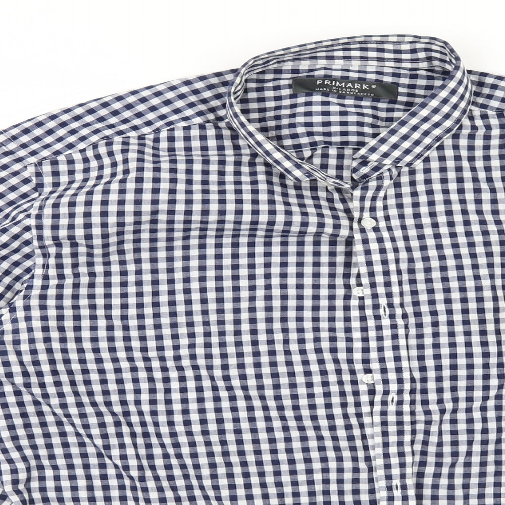 Primark Mens Blue Check   Button-Up Size XL