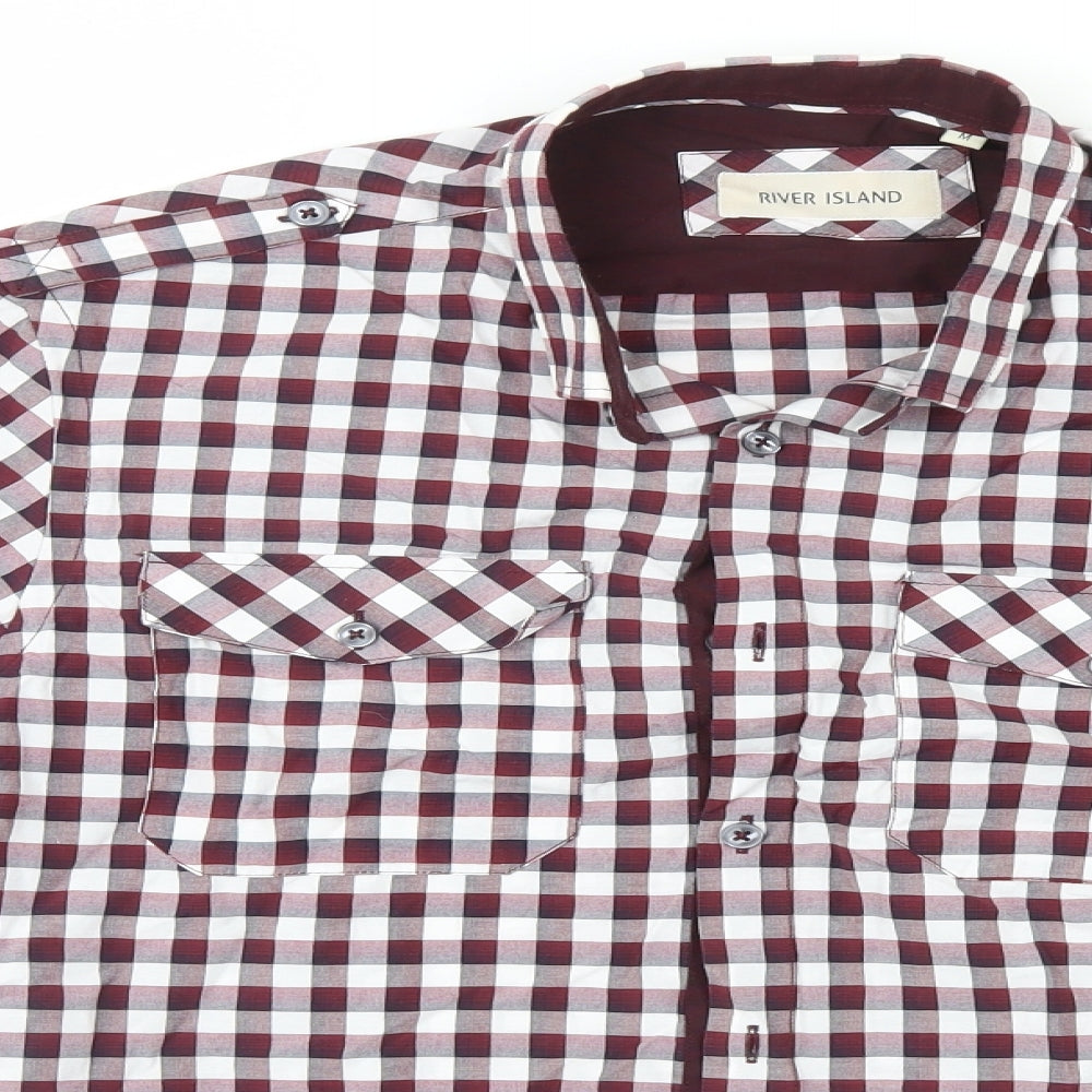 River Island Mens Grey Check   Button-Up Size M