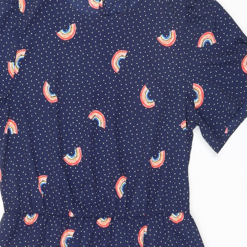 TU Womens Blue Polka Dot  A-Line  Size 12  - Rainbows