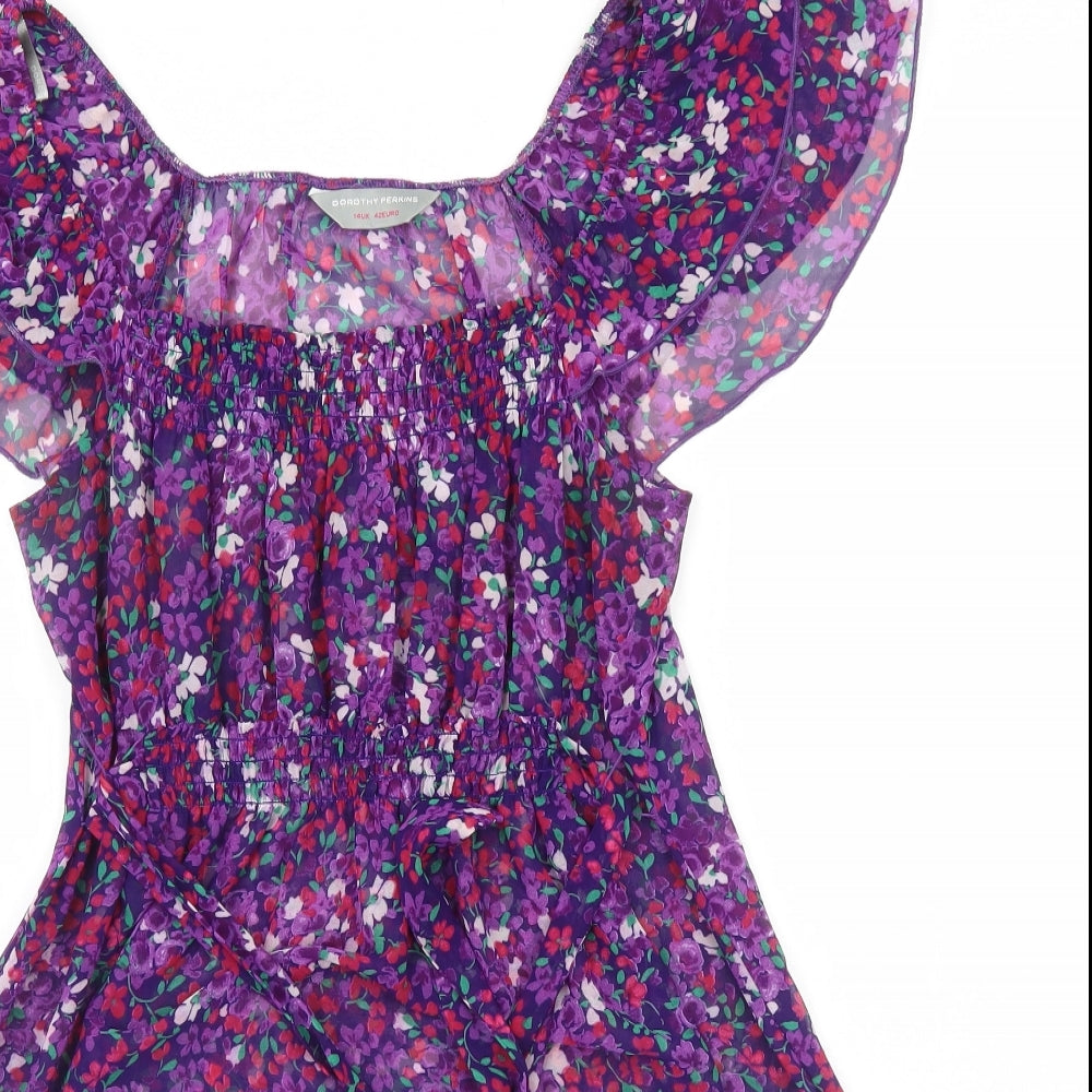 Dorothy Perkins Womens Purple Floral  Basic Blouse Size 14
