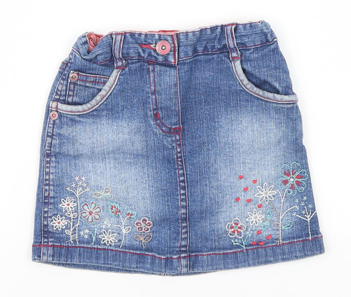 Cherokee Girls Blue Floral  Straight & Pencil Skirt Size 3-4 Years