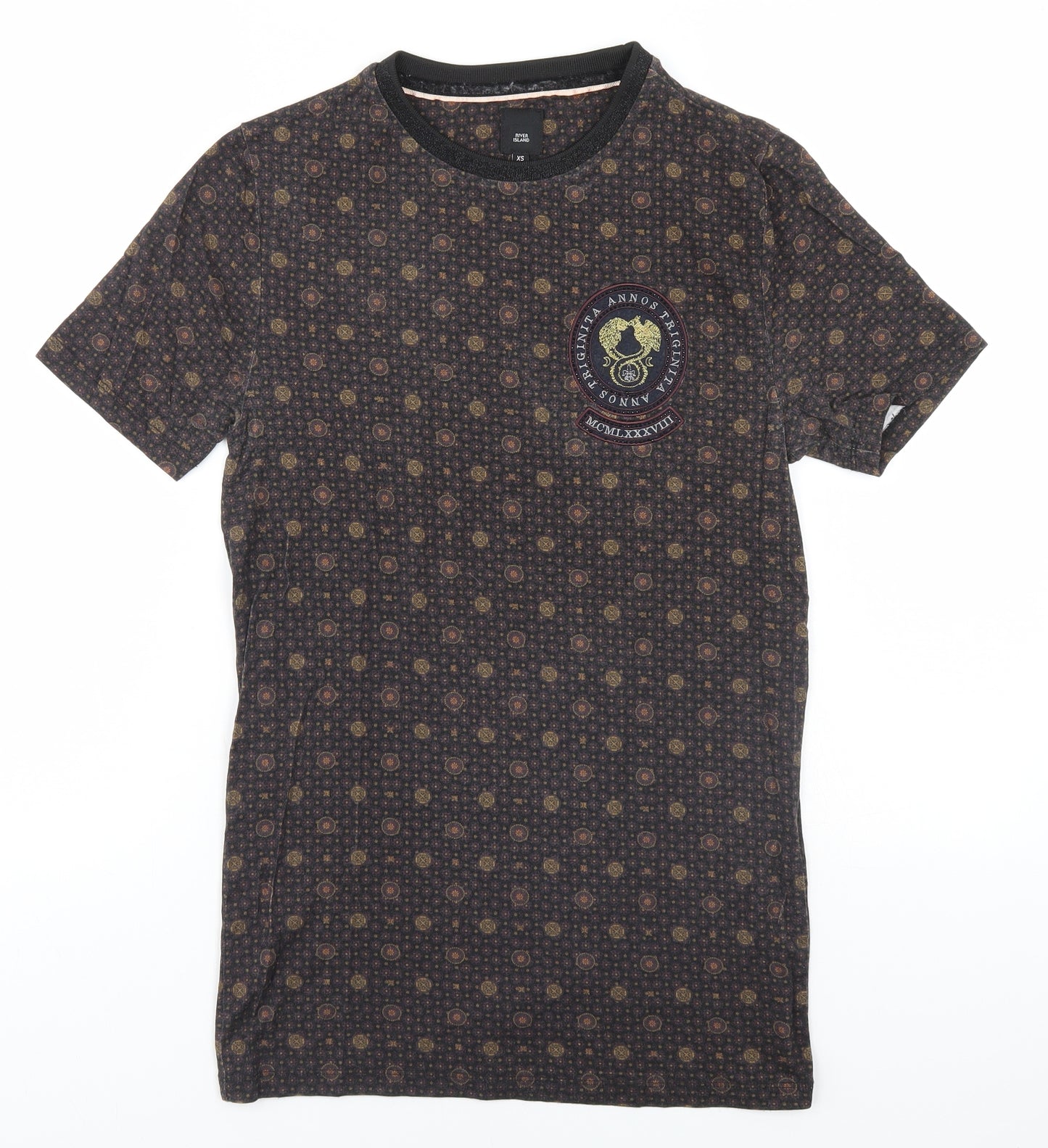 River Island Womens Brown Paisley  Basic T-Shirt Size XS