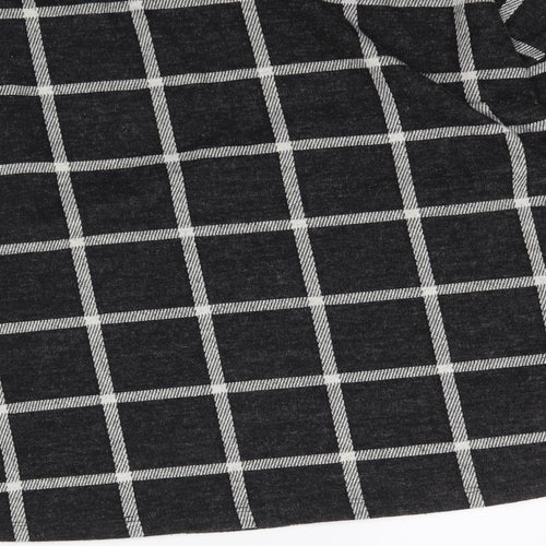 M&Co Womens Black Plaid  Basic T-Shirt Size 14