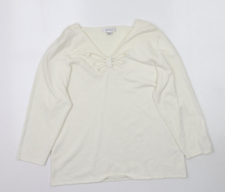 Nightingales Womens White  Knit Basic Blouse Size 14