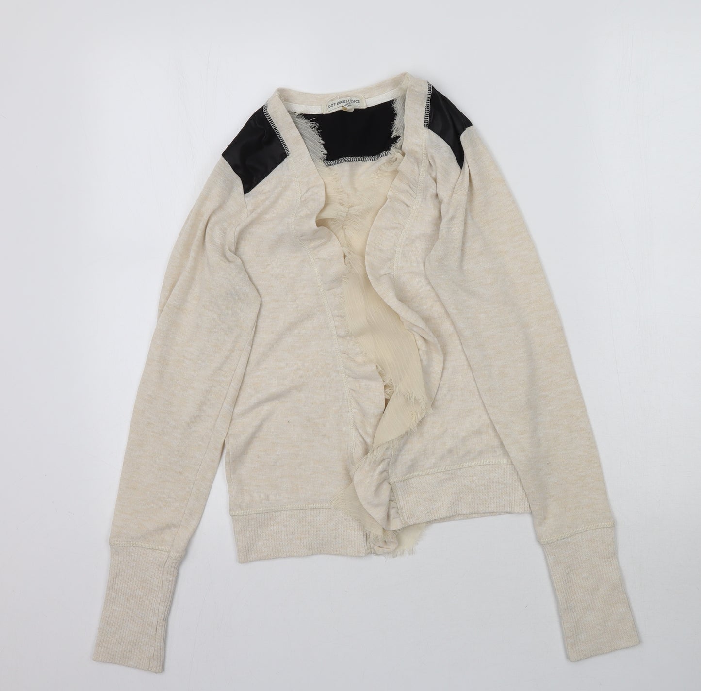 Poof Excellence Womens Beige  Knit Cardigan Jumper Size S